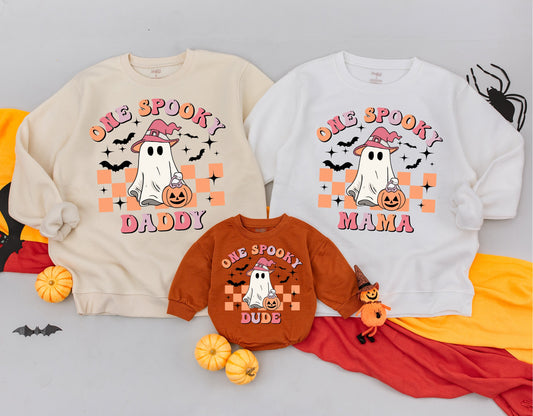 Retro Ghost Halloween Sweatshirt, Personalized Spooky Family Apparel