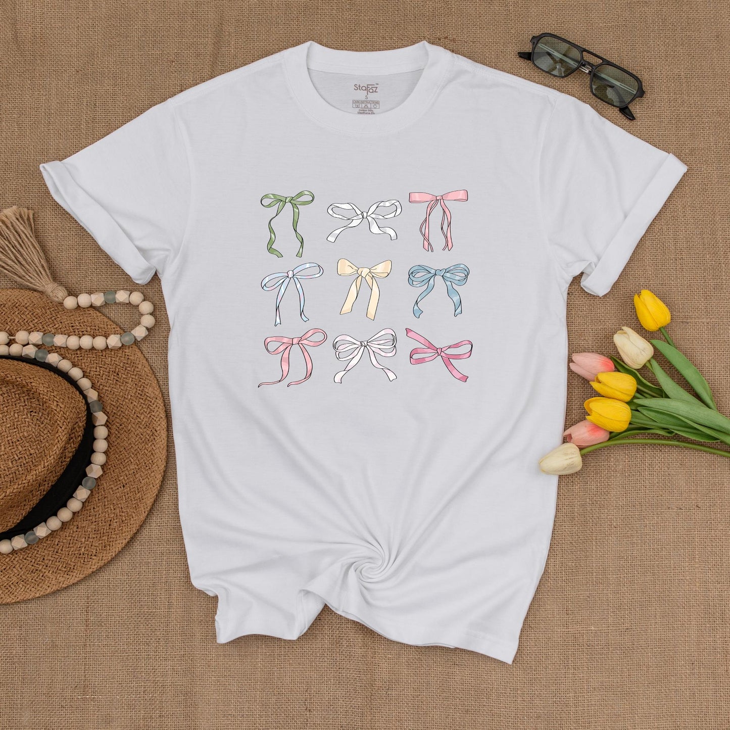 Y2K Ribbon Bow Tee, Trendy Graphic Shirt, Summer Unisex Gift