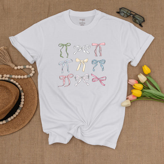 Y2K Ribbon Bow Tee, Trendy Graphic Shirt, Summer Unisex Gift