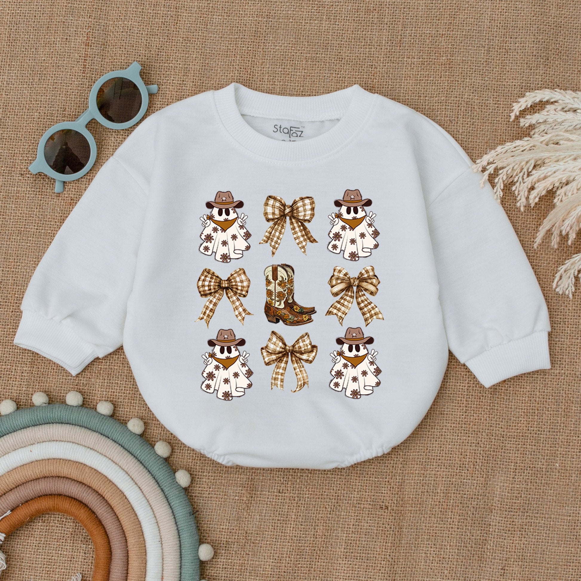 Cowgirl Ghost Baby Romper - Spooky Halloween Bodysuit Gift