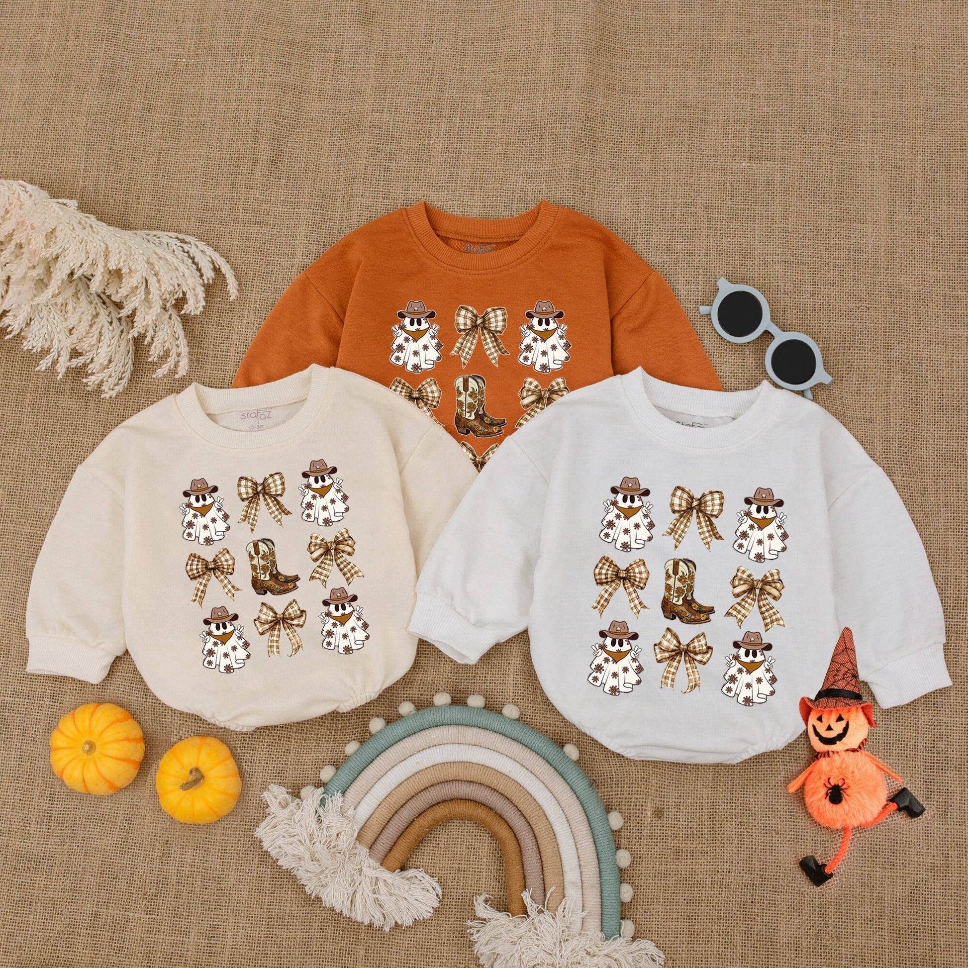 Cowgirl Ghost Baby Romper - Spooky Halloween Bodysuit Gift