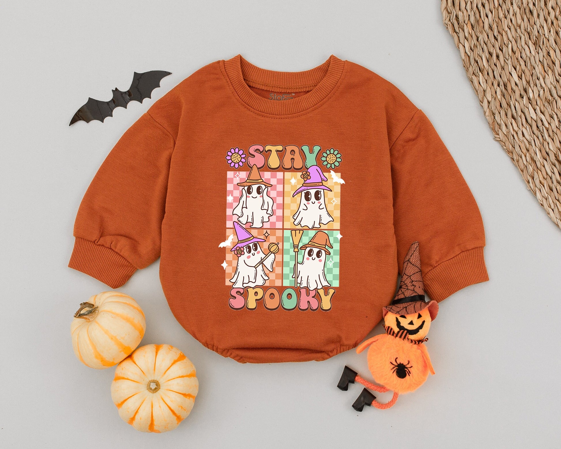 Groovy Retro Ghost Bubble Romper - Perfect for Baby’s First Halloween  