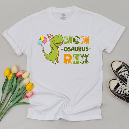 Custom Matching Family Dinosaur Birthday Shirts with Fun Cartoon T-Rex Design for Mom Dad Baby Kids Toddler Party Outfit