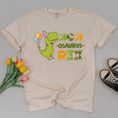 Custom Matching Family Dinosaur Birthday Shirts with Fun Cartoon T-Rex Design for Mom Dad Baby Kids Toddler Party Outfit