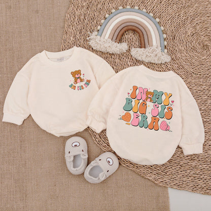 In My Big Sis Era Pastel Baby Outfit Sweatshirt Bubble Romper Cute Teddy Bear Design Bubbly Font Newborn Boy Girl Clothes Comfortable Infant Bodysuit Unique Shower Gift