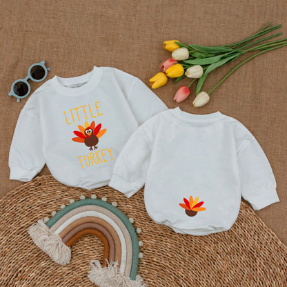 Little Turkey Thanksgiving Romper, Baby's First Thanksgiving Outfit, Cute Fall Baby Clothes, Infant Bodysuit, Playful Holiday Gift 132chars