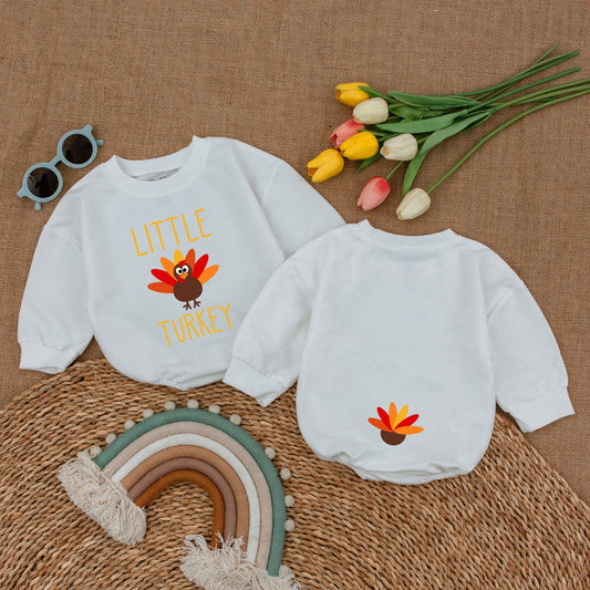 Little Turkey Thanksgiving Romper, Baby's First Thanksgiving Outfit, Cute Fall Baby Clothes, Infant Bodysuit, Playful Holiday Gift 132chars