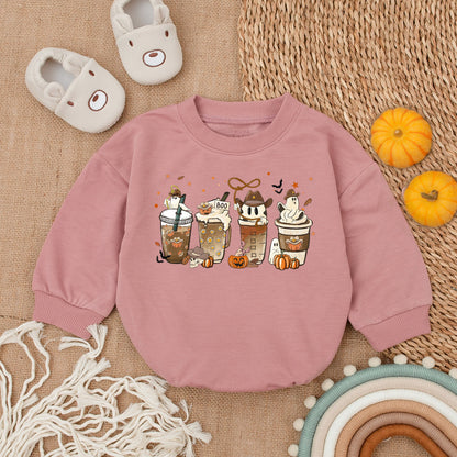 Spooky Coffee Western Romper - First Halloween Baby Outfit