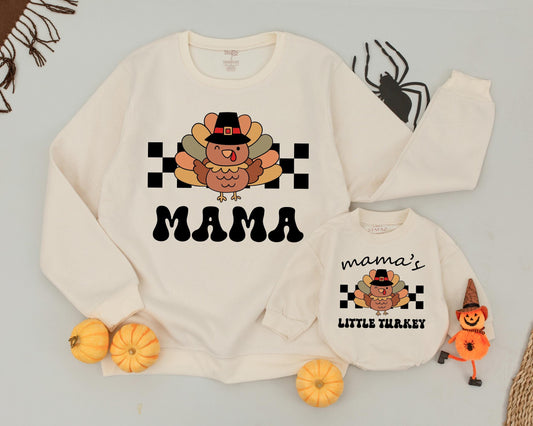 Matching Thanksgiving Sweatshirt Set - Retro Mom and Mini Outfit