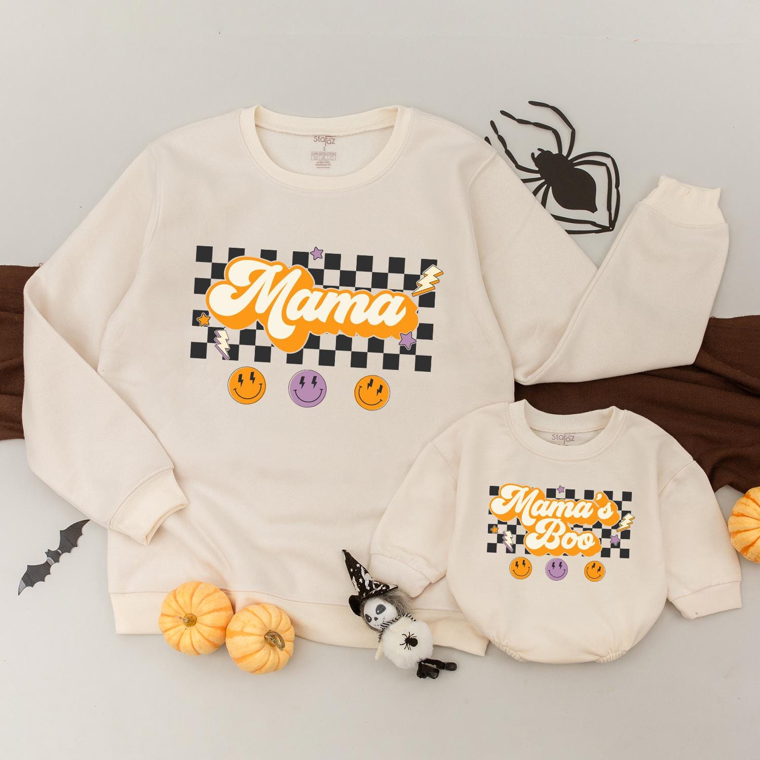 Mama & Mini Halloween Sweaters, Retro Spooky Season Family Outfit