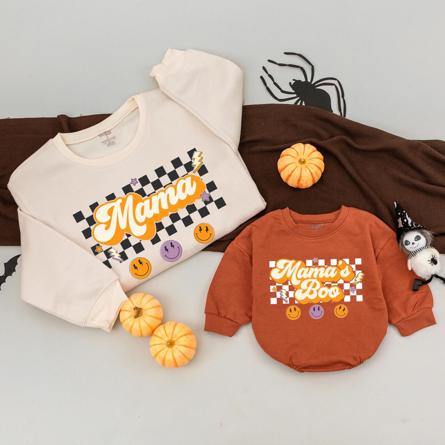 Mama & Mini Halloween Sweaters, Retro Spooky Season Family Outfit