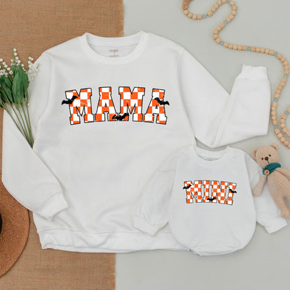 Halloween Mommy & Me: Checkered Sweaters & Baby Bodysuits