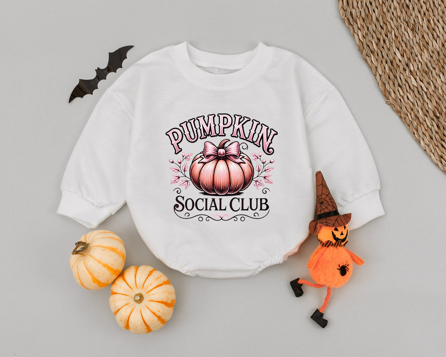 Girly Pink Pumpkin Baby Romper - First Halloween Outfit for Girls