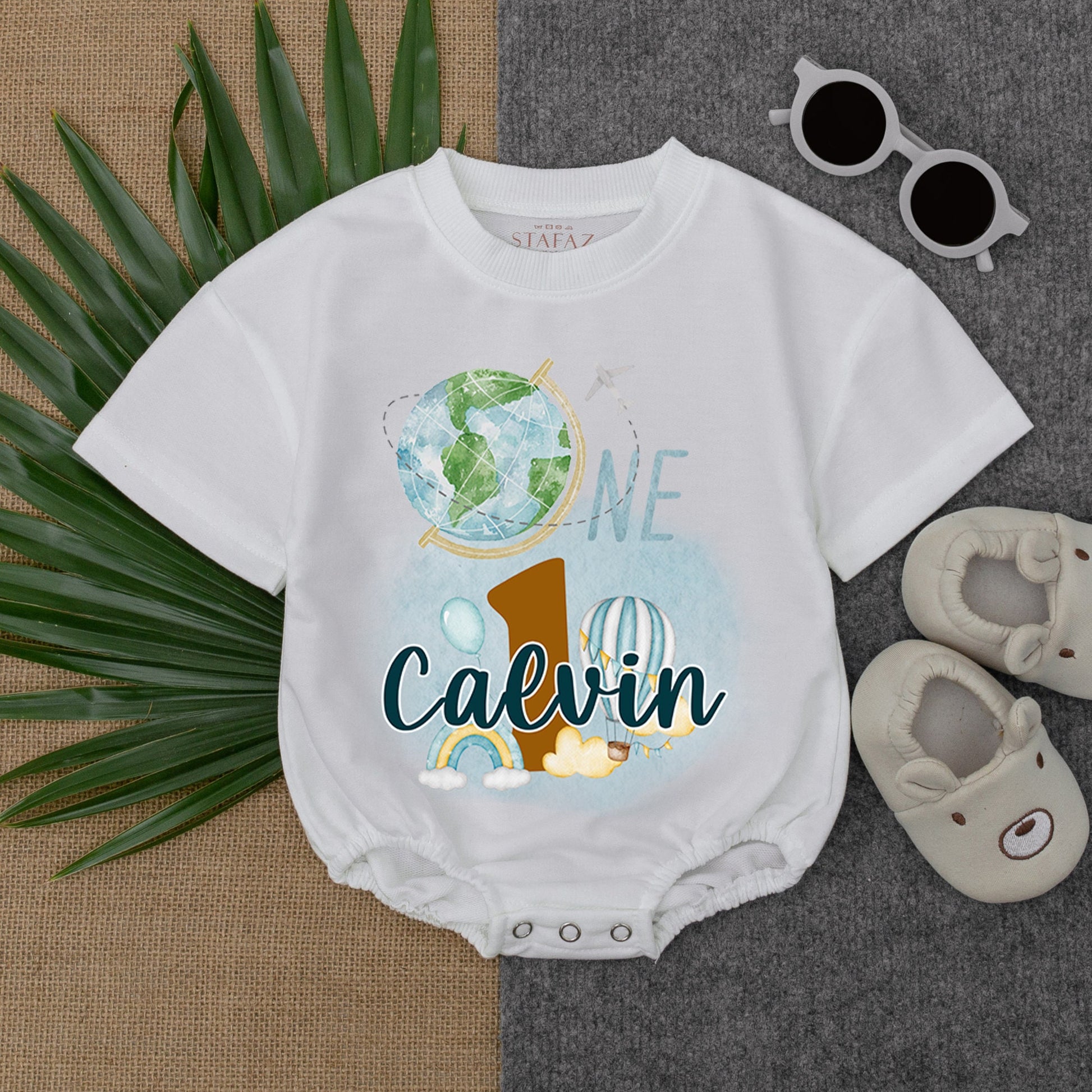 Space-Themed Infant Romper, Personalized Boy's Birthday Outfit