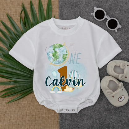 Space-Themed Infant Romper, Personalized Boy's Birthday Outfit