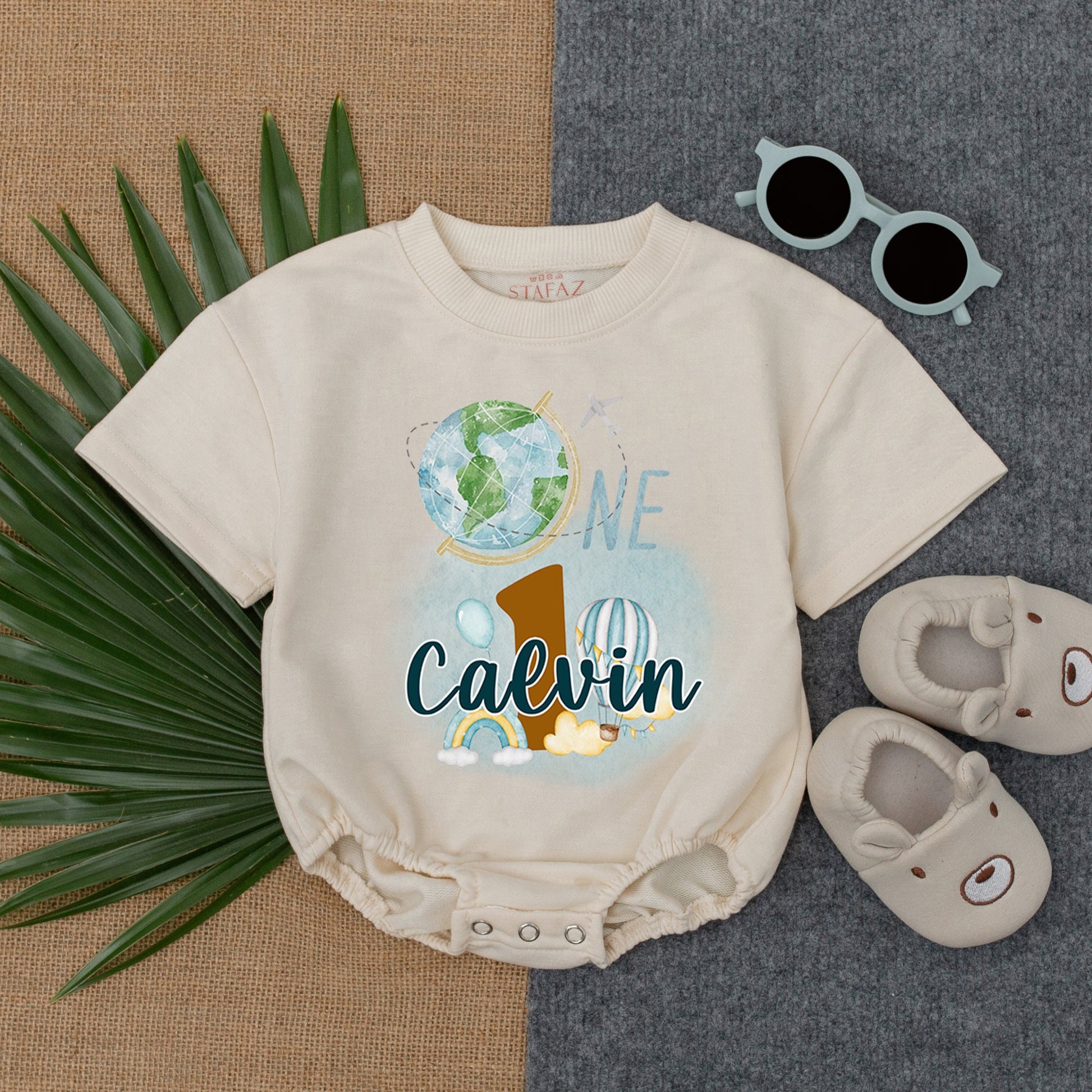 Space-Themed Infant Romper, Personalized Boy's Birthday Outfit