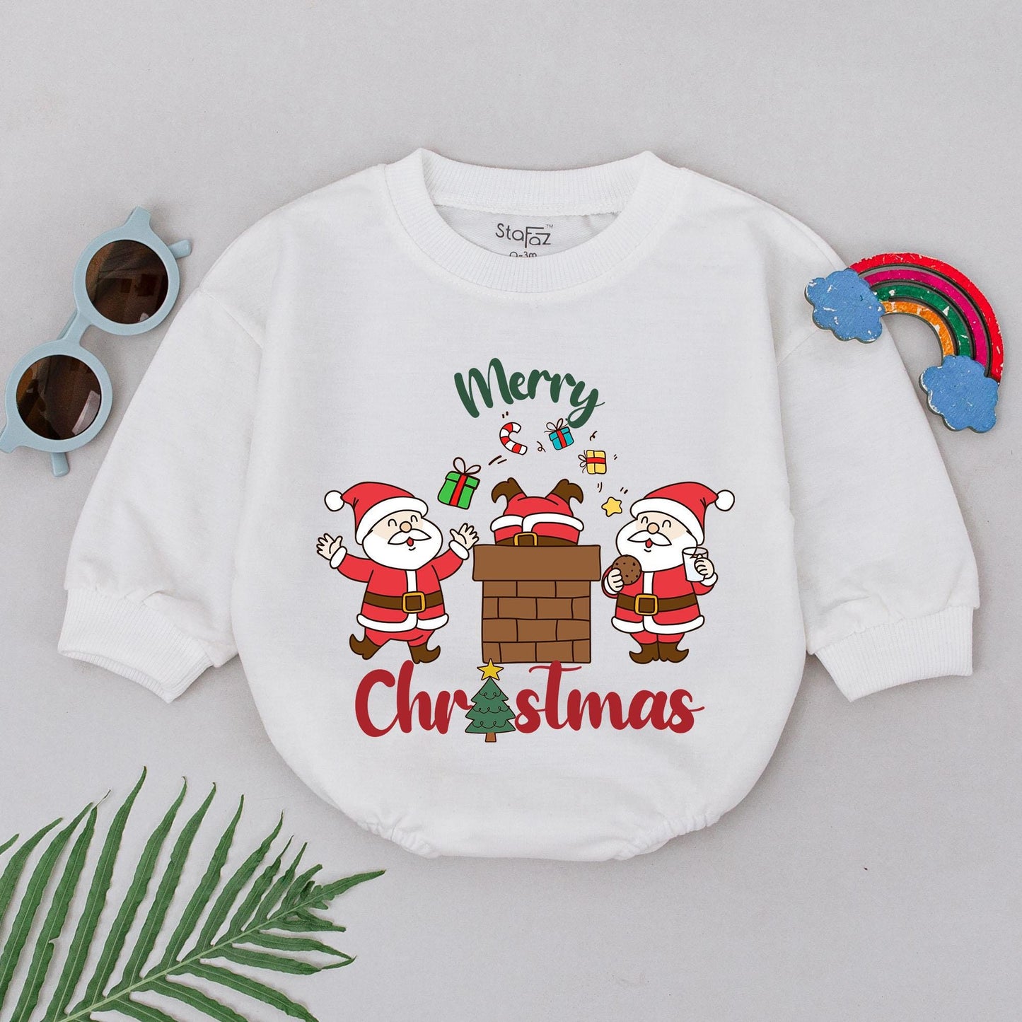 Vintage Christmas Baby Romper, Newborn Xmas Outfit, Personalized Gift