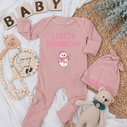 Little Snowmies Baby Romper - Cute Winter Outfit for Baby Boy or Girl with Snowman Design - Soft Newborn Gift & Coming Home Outfit, Christmas Baby