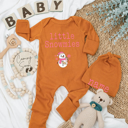 Little Snowmies Baby Romper - Cute Winter Outfit for Baby Boy or Girl with Snowman Design - Soft Newborn Gift & Coming Home Outfit, Christmas Baby