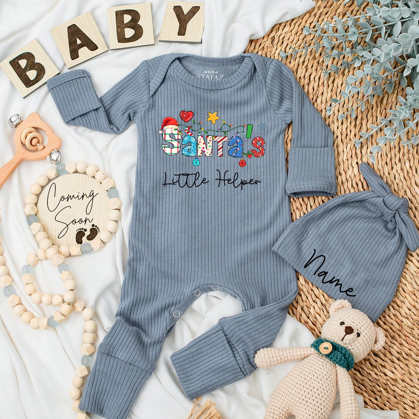 Santa's Little Helper Retro Christmas Romper for Baby Boys & Girls Soft Newborn Outfit Cute First Christmas Gift
