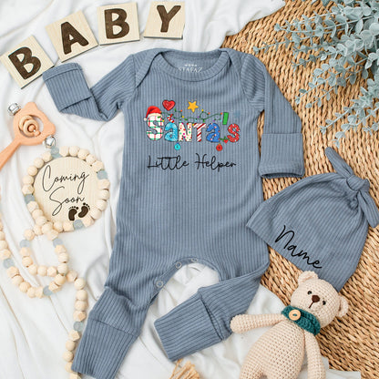 Santa's Little Helper Retro Christmas Romper for Baby Boys & Girls Soft Newborn Outfit Cute First Christmas Gift
