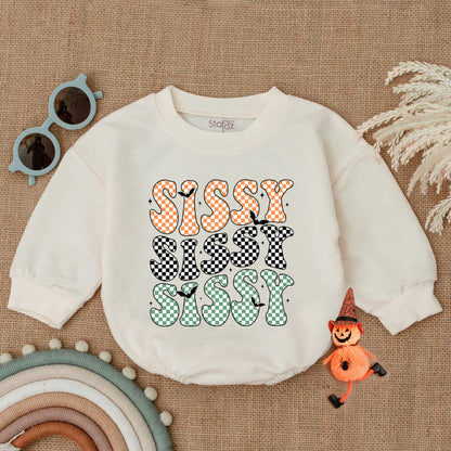 Baby's First Halloween Bubble Romper Orange Black Green Checkered Sissy Bubs Bat Costume Infant Gift
