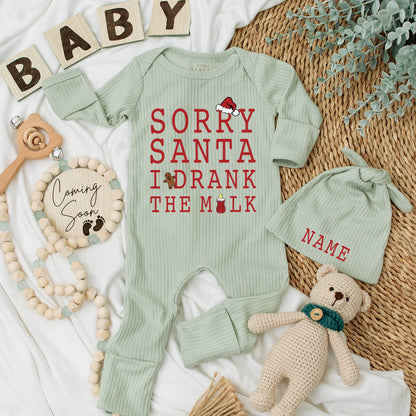 Santa, I Drank the Milk Romper - Cozy Christmas Baby Bodysuit