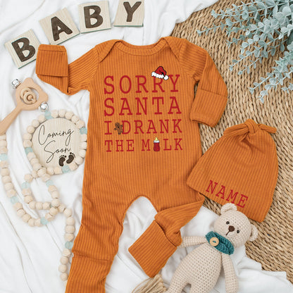 Santa, I Drank the Milk Romper - Cozy Christmas Baby Bodysuit