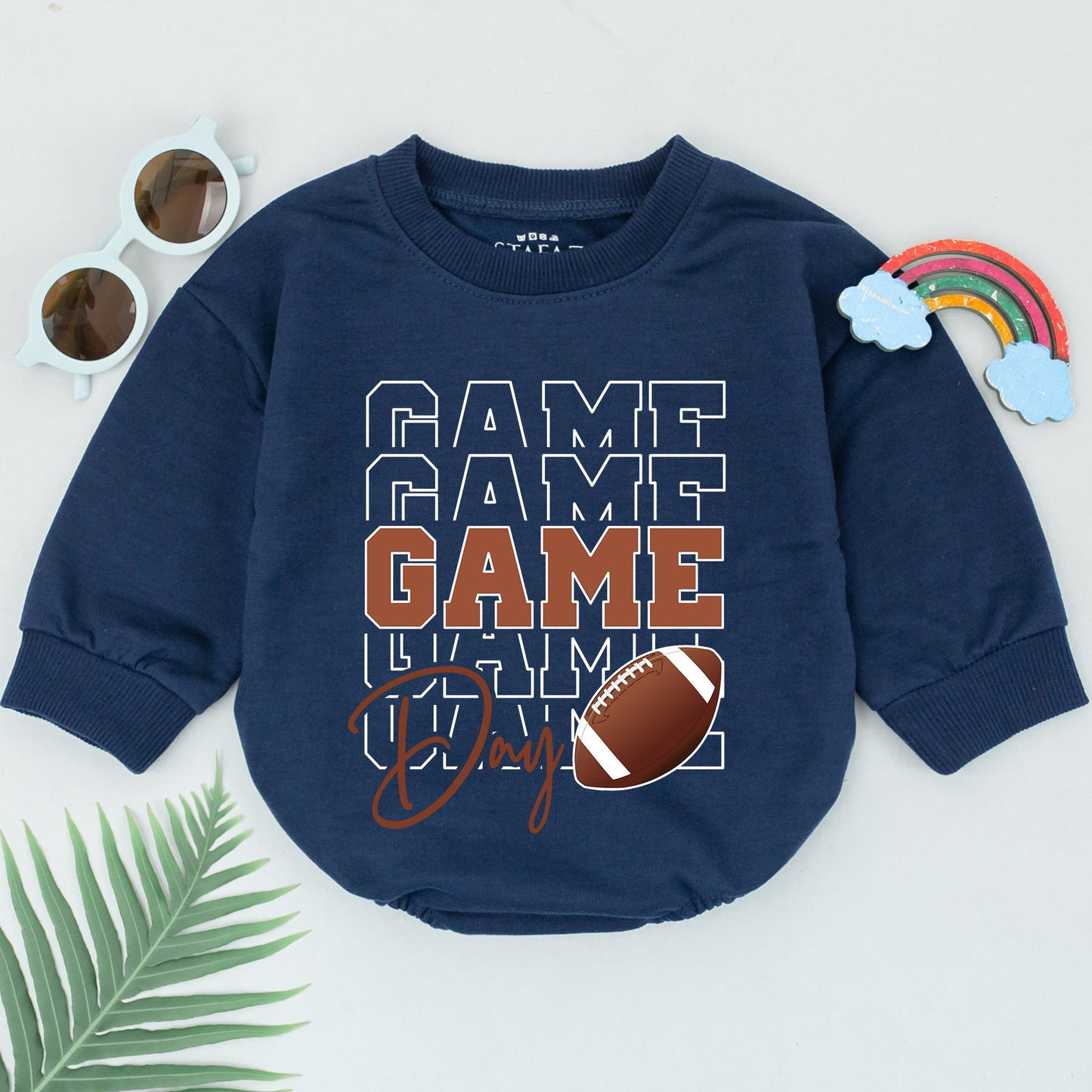 Retro Football Baby Romper, Fall Game Day Outfit, Baby Shower Gift