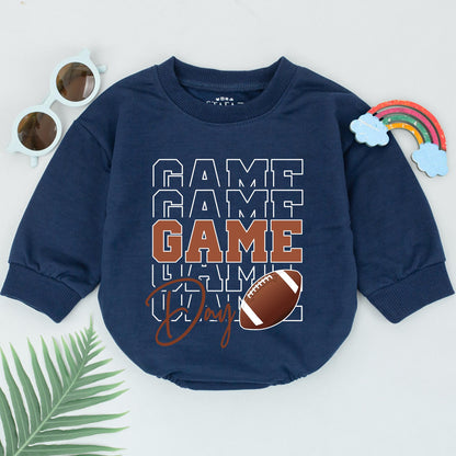 Retro Football Baby Romper, Fall Game Day Outfit, Baby Shower Gift