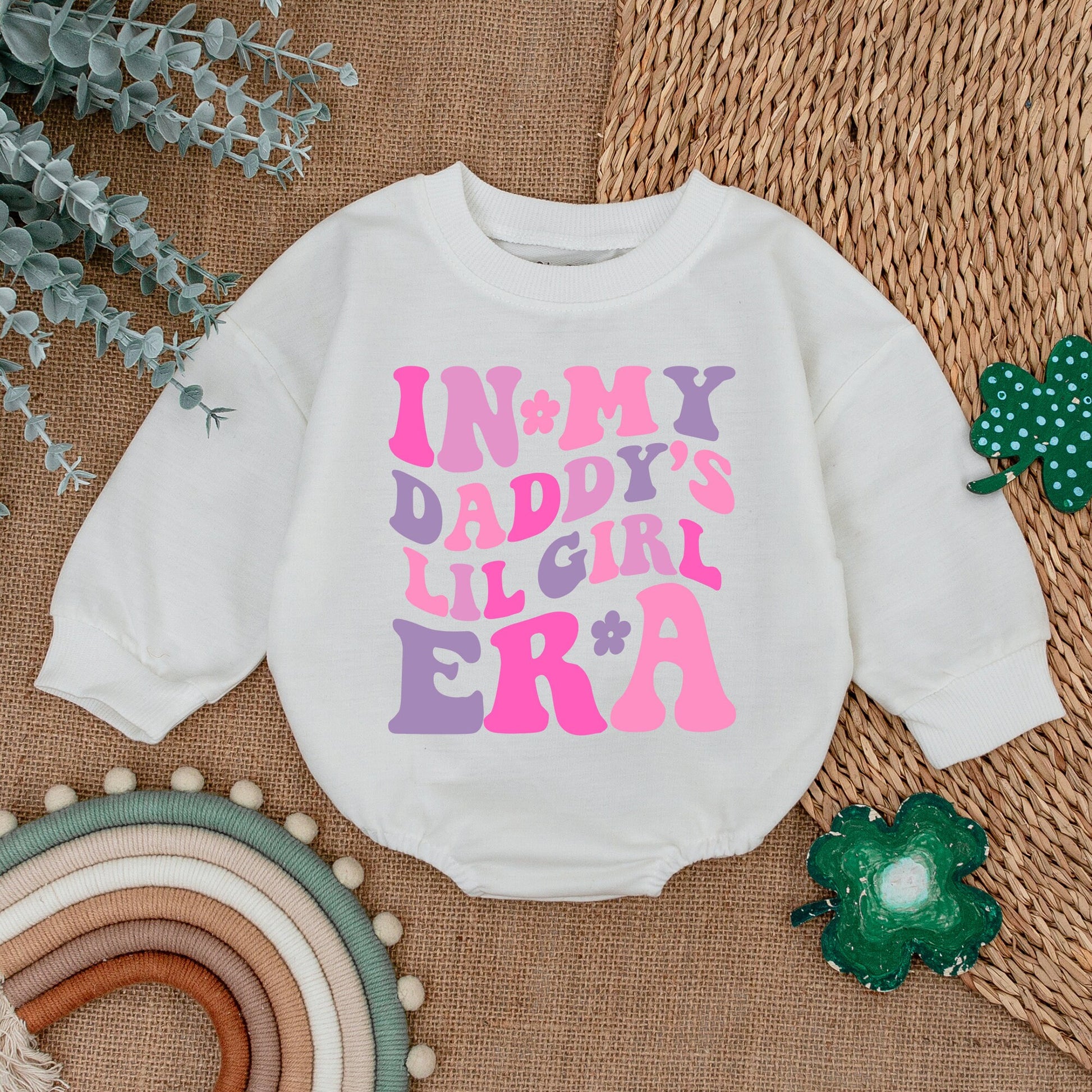 Father-Daughter Matching Sweatshirts & Neutral Baby Romper Outfits