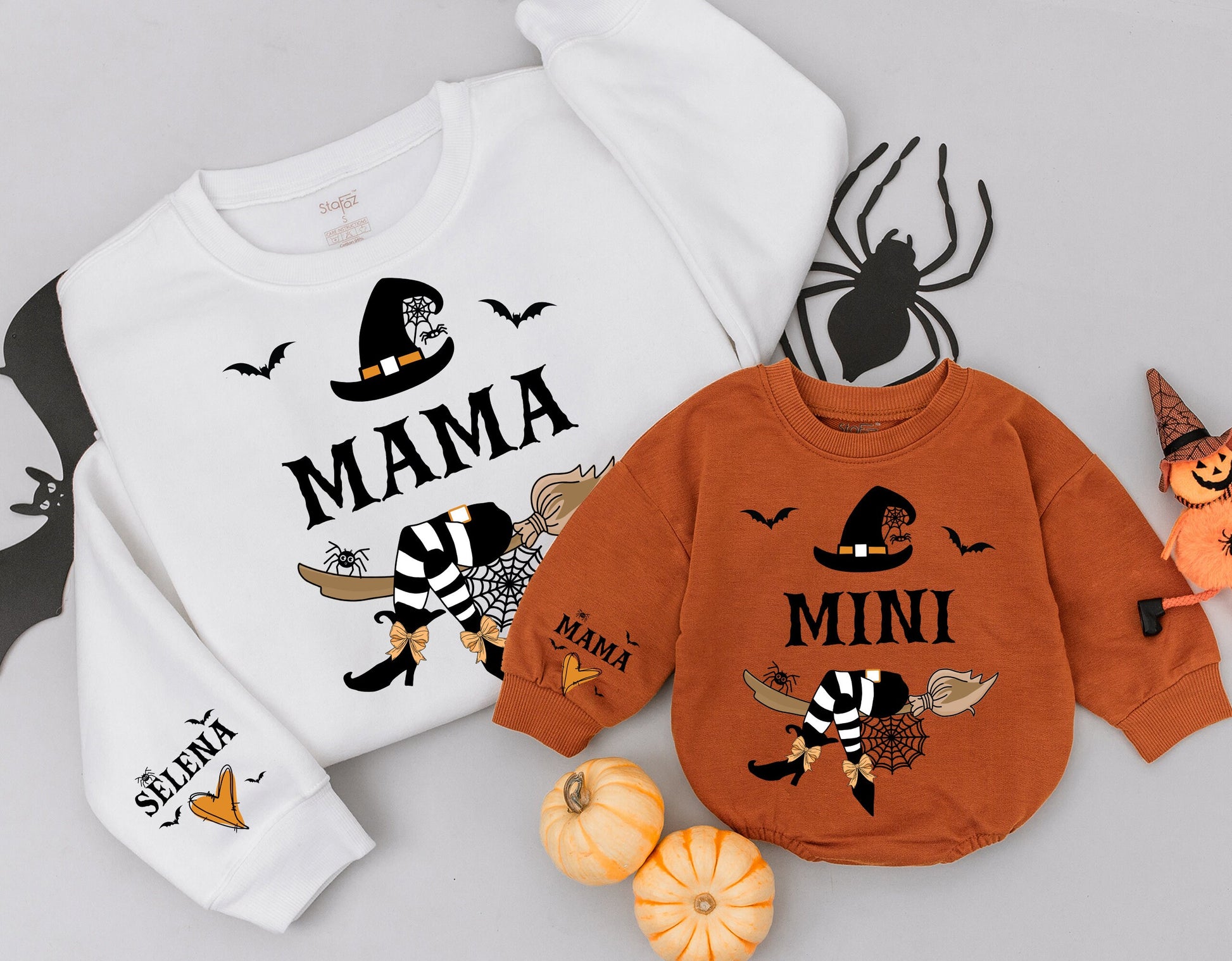 Matching Witchy Halloween Sweatshirts for Mom & Baby Gift Set