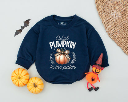 Adorable Autumn Baby Romper with Pumpkin Bow for Fall Celebrations