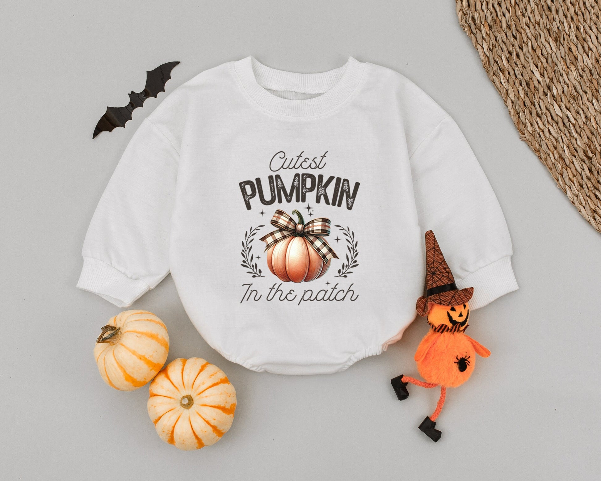 Adorable Autumn Baby Romper with Pumpkin Bow for Fall Celebrations