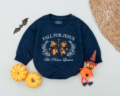 Christian Fall Baby Romper: Girly Bow, Perfect for Thanksgiving