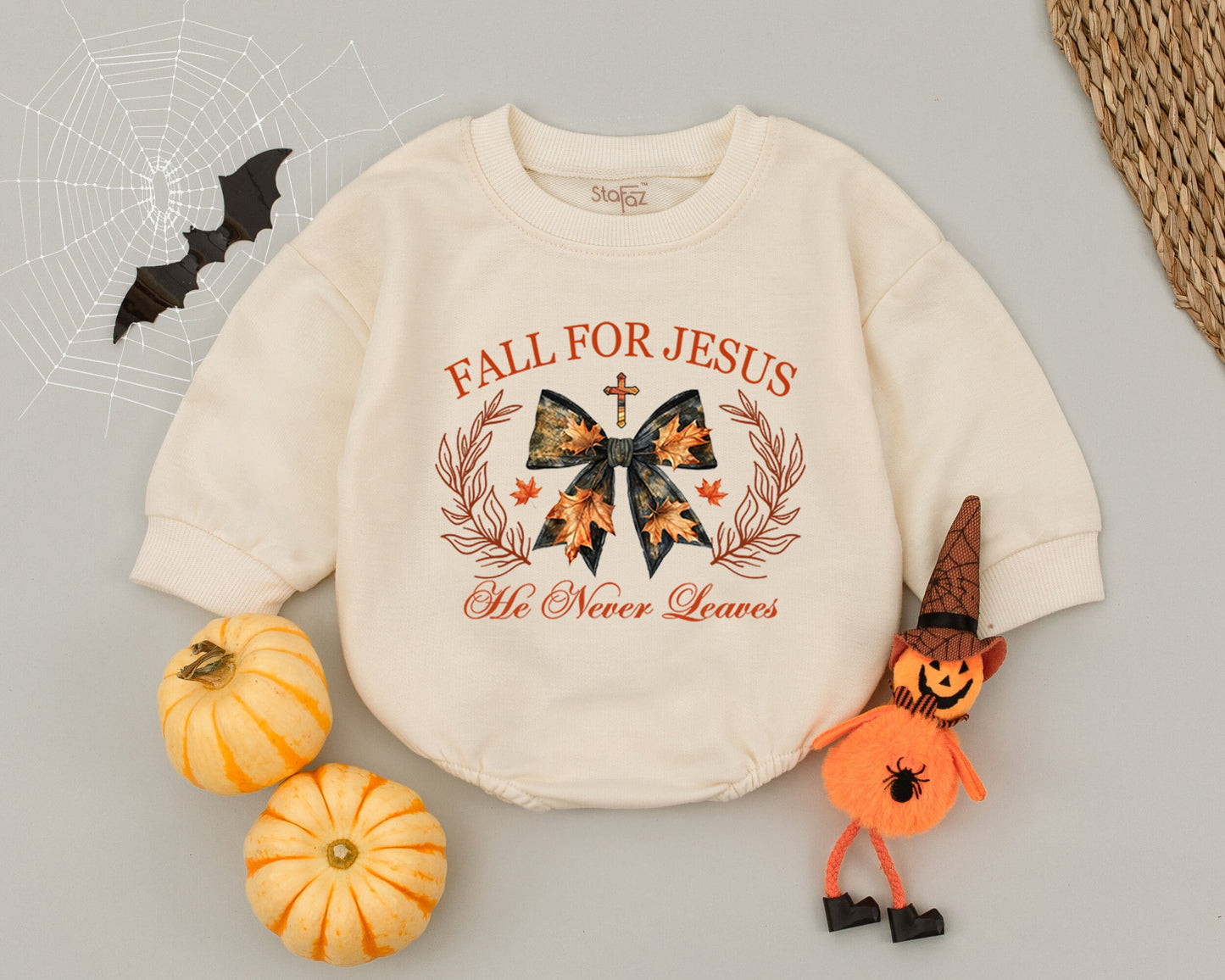 Christian Fall Baby Romper: Girly Bow, Perfect for Thanksgiving