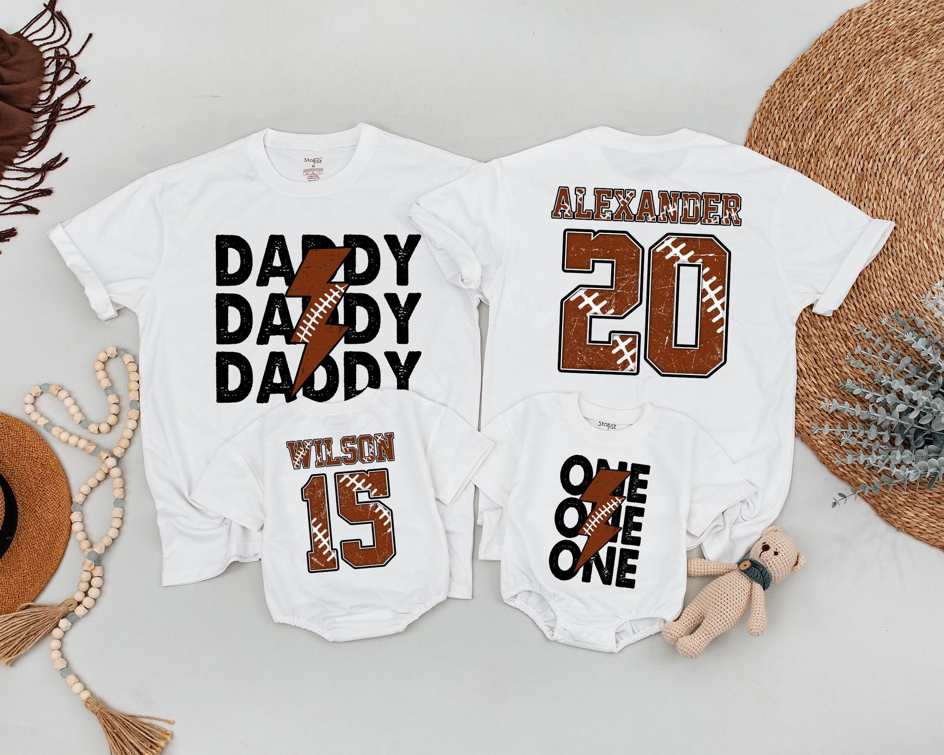 Matching Family Football Shirts: Custom Dad, Son, Baby Gift