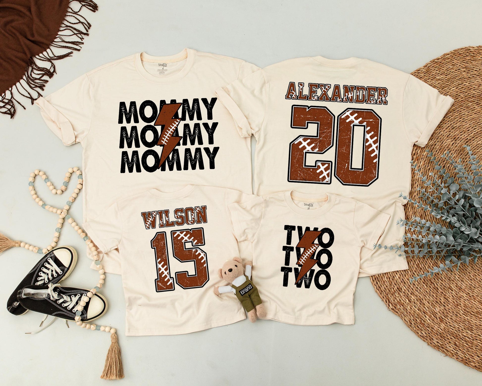 Matching Family Football Shirts: Custom Dad, Son, Baby Gift