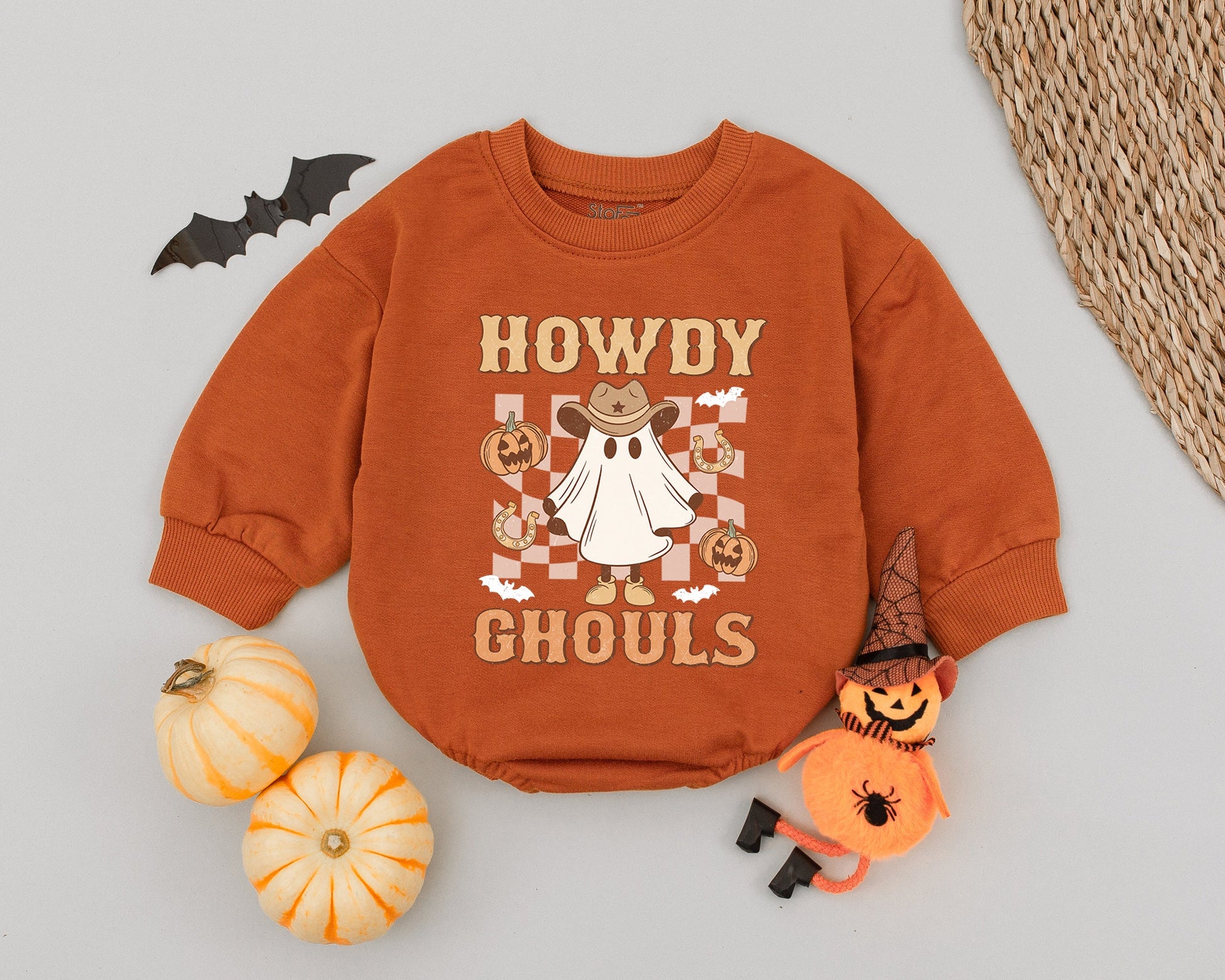 Retro Western Ghost Bodysuit for Baby's First Halloween Outfit