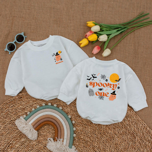 Spooky One Baby Romper, Halloween Birthday Boy Bodysuit, Ghost First Birthday Outfit, Fall Baby Clothes, Spooky Season, Halloween Shower Gift 138 chars