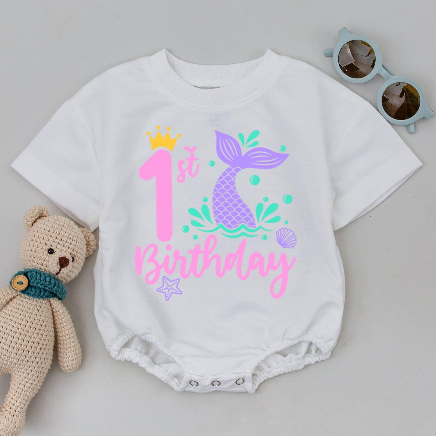 Mermaid Family Birthday Tops, Personalized 1st Birthday Sea Outfit