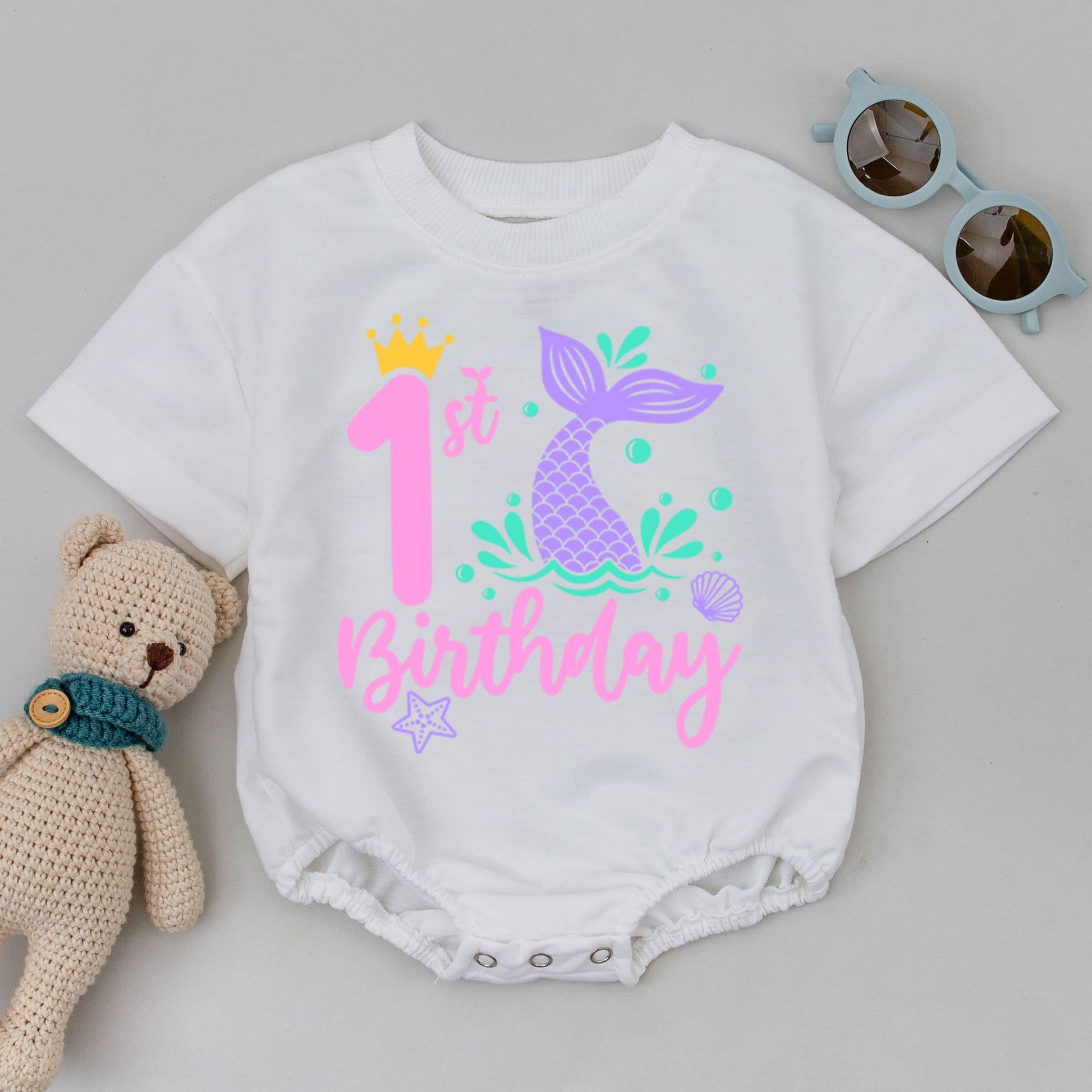 Mermaid Family Birthday Tops, Personalized 1st Birthday Sea Outfit