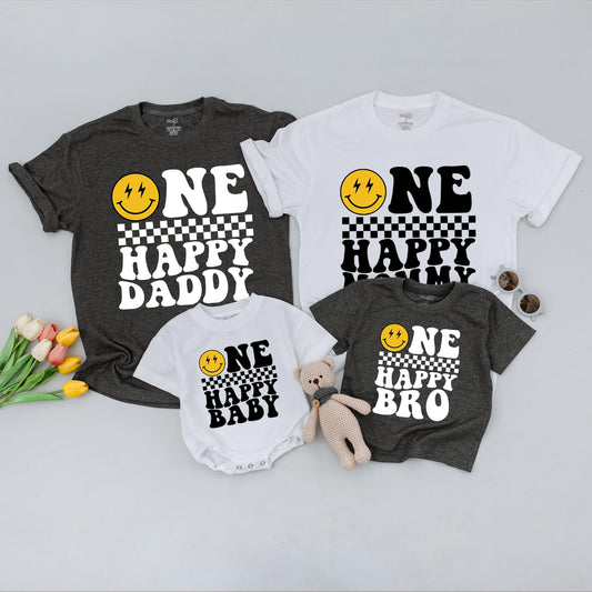 Retro Smiley 1st Birthday Shirt Set – Family Matching Outfits