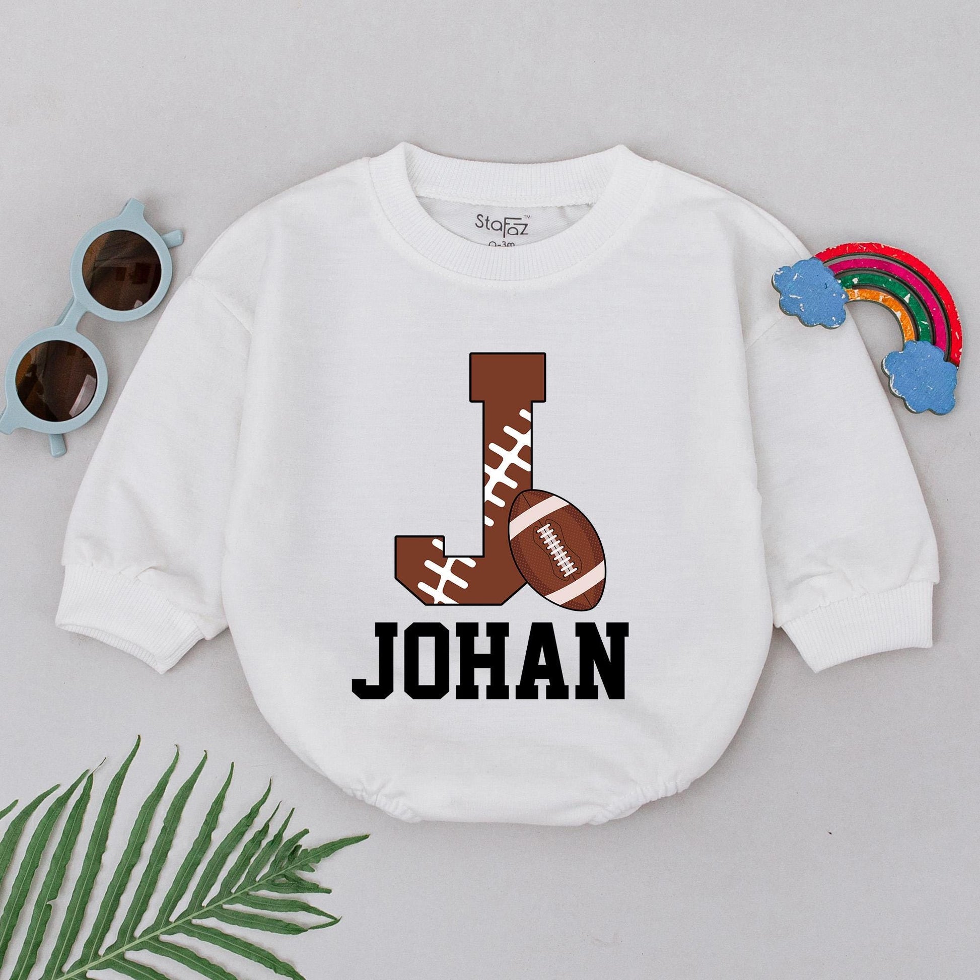 Custom Baby Name Football Romper – Game Day Outfit for Boys & Girls