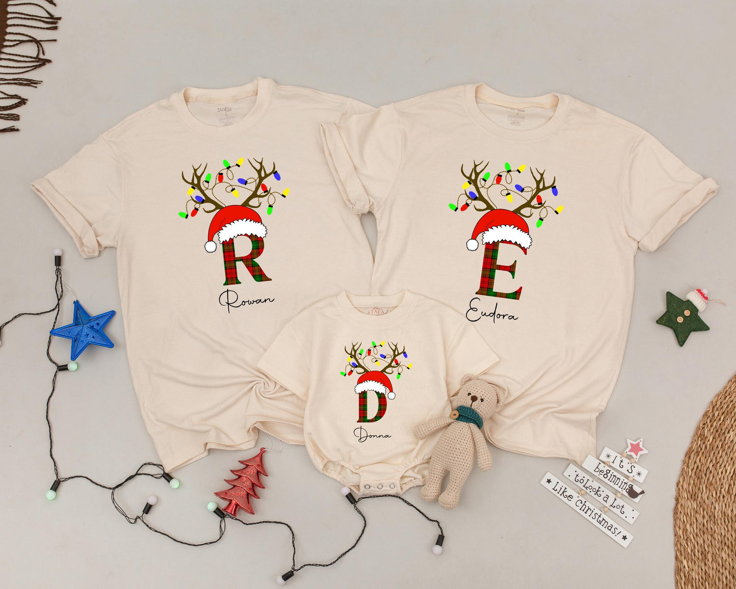 Personalized Vintage Christmas Shirts: Matching Family Monogram Tees