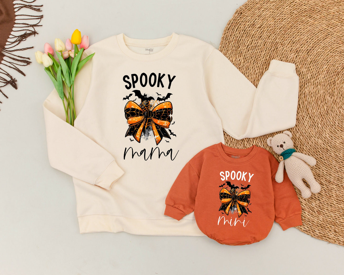 Matching Vintage Ghost Sweaters for Spooky Halloween Family Fun