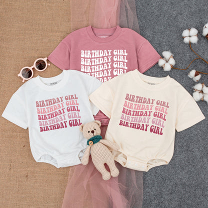 Pink Themed Custom Bubble Romper for Baby's First Birthday Outfit 