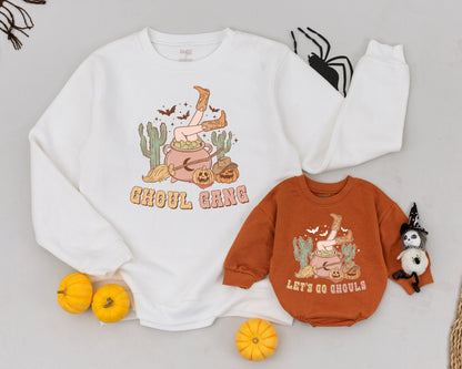 Matching Mommy & Me Halloween Sweatshirts: Ghoul Gang Western Style