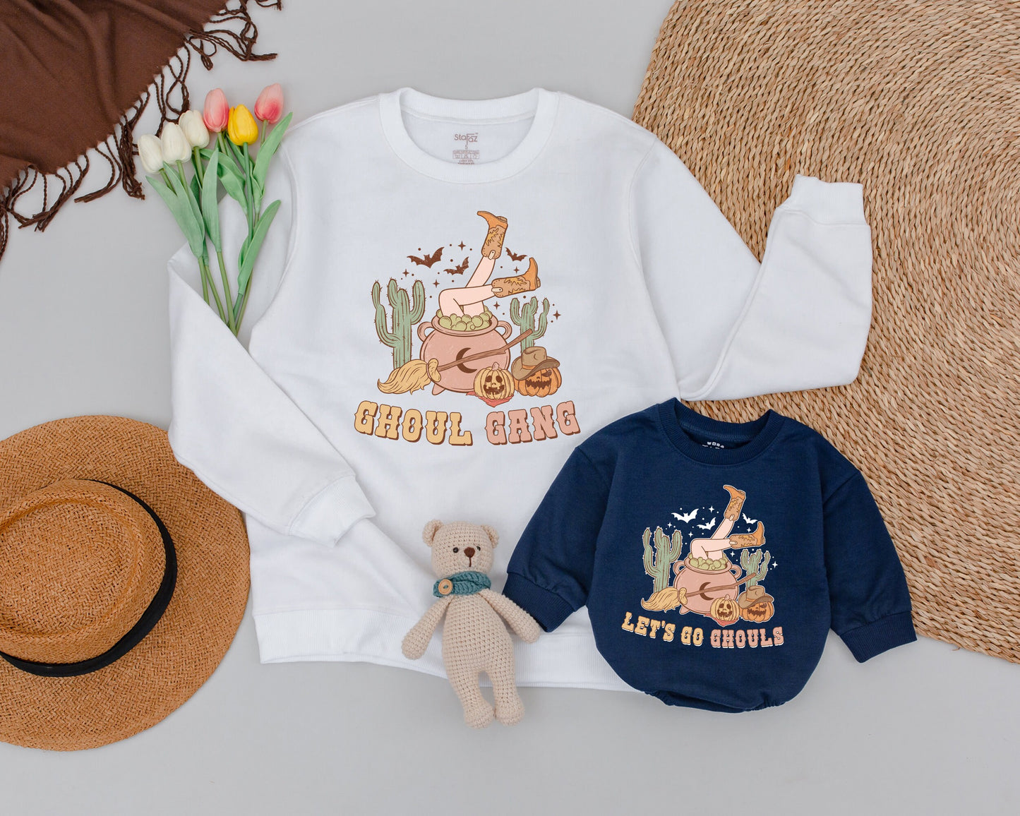 Matching Mommy & Me Halloween Sweatshirts: Ghoul Gang Western Style