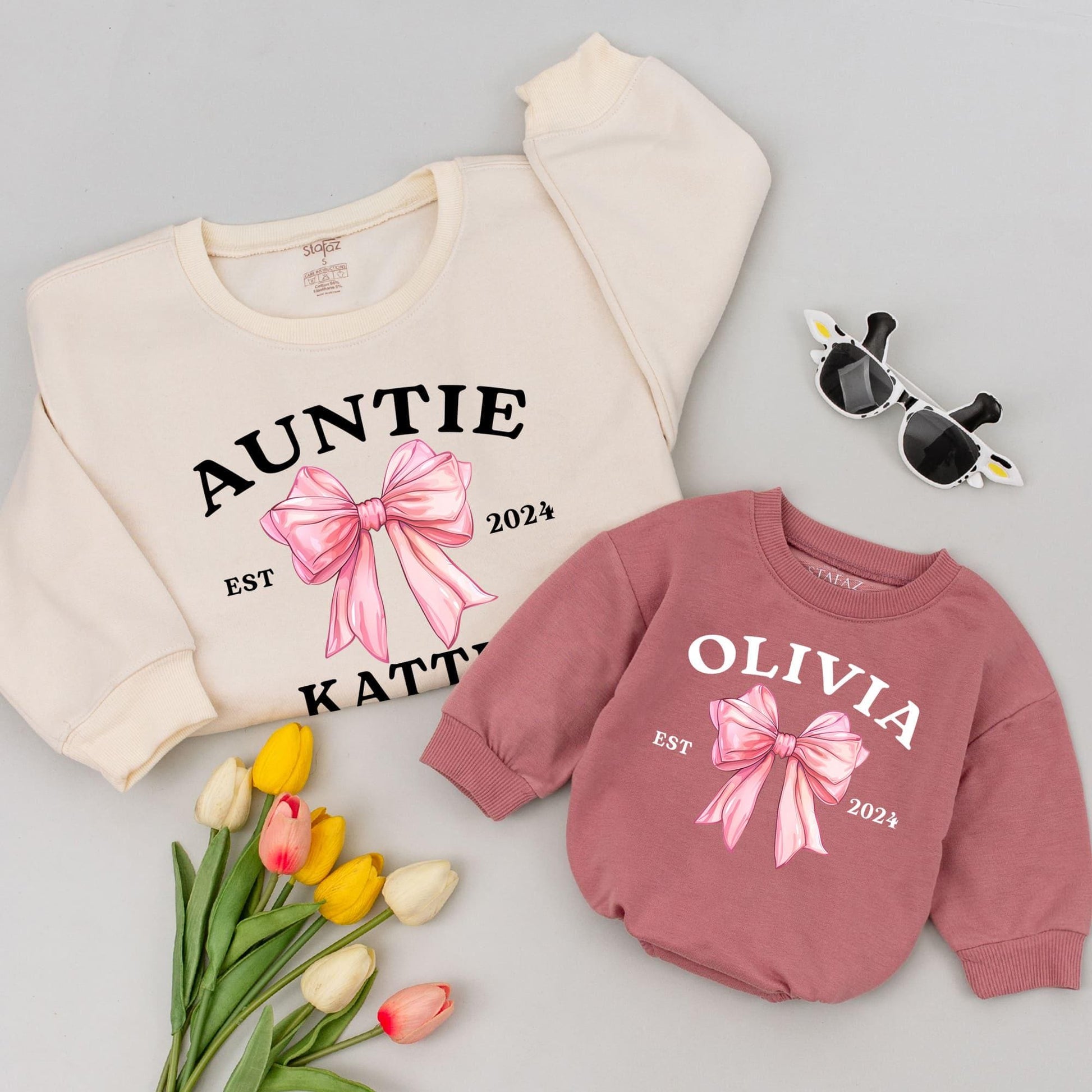 Custom Auntie Sweatshirt with Name - Perfect Baby Shower Gift 